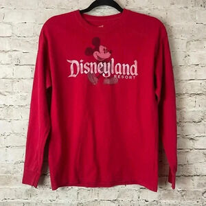 Youth Disneyland Resort YXL Red White Long Sleeve Tee Shirt Mickey Mouse Disney